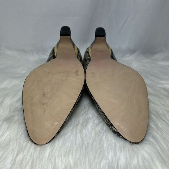 Magadesians Snake Leather Print Gold Trim Heels Sz 14 Wide Width - Picture 6 of 6